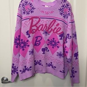 Barbie Women's Holiday Sweater in Pink and Purple Large